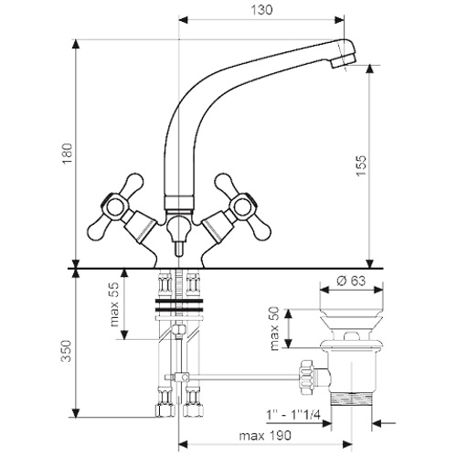 Змішувач для умивальника EMMEVI DECO SC12113TC - 2