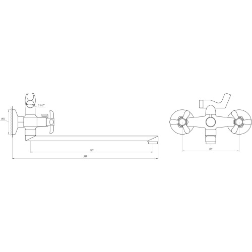 Смеситель для ванны Domino Euro DB-H1-L-GREEN 8694900303526 - 2