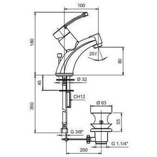 Смеситель для умывальника EMMEVI PLANET CS81003 - 2
