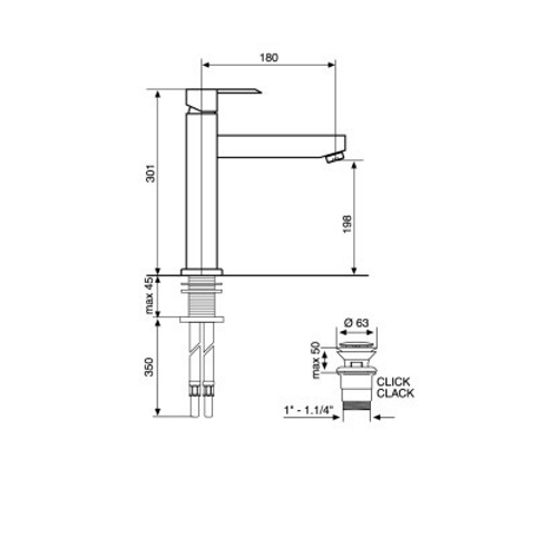 Вилив для умивальника EMMEVI SICILY CLICK-CLACK CR38003 BIG - 2