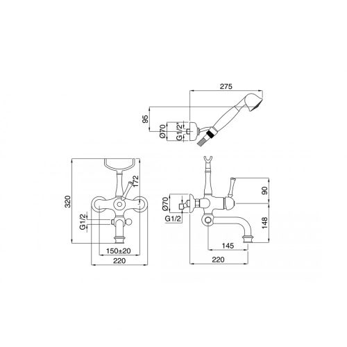 Смеситель для ванны Bugnatese Denver DENBR6402 - 2