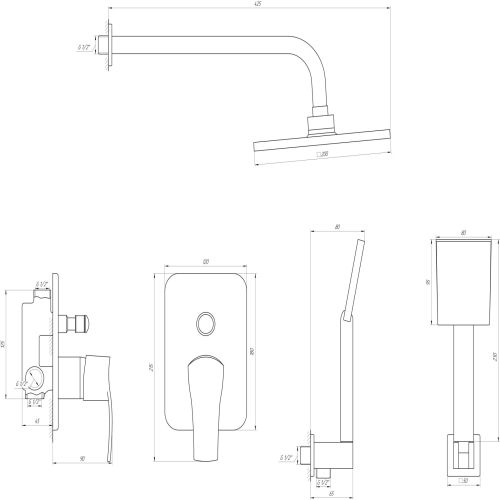 Смеситель для ванной Globus Lux Queensland GLQU-0205S 8694900302655 - 2