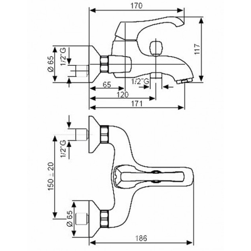 Смеситель для ванны EMMEVI ARES CR76001 - 2