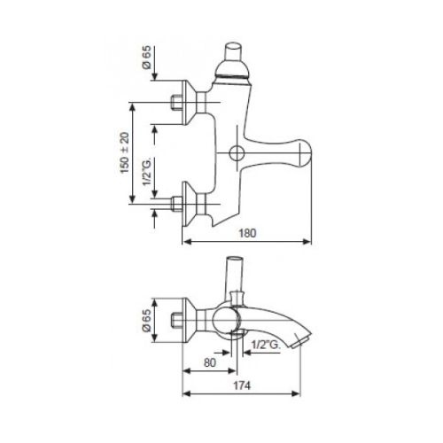 Смеситель для ванны EMMEVI DACOTA CR73001 - 2