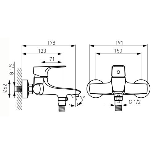 Змішувач для ванни Ferro Tiga Verdeline BTG1VL - 2