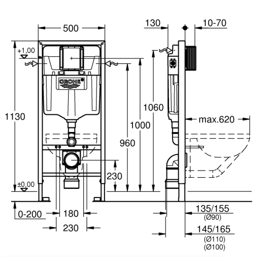 Инсталляция для унитаза Grohe Rapid SL 3в1 39503000 - 2