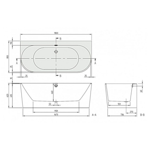 Ванна Villeroy&Boch Oberon 2.0 UBQ180OBR9CD00V-01 - 2