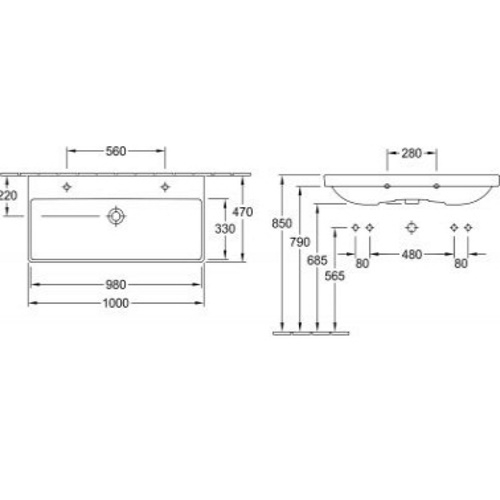 Умивальник для установки на тумбу Villeroy & Boch Avento 4156A101 - 2