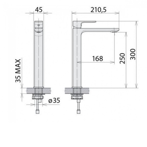 Смеситель для умывальника WELLE BRUNO WPS168C81D - 2