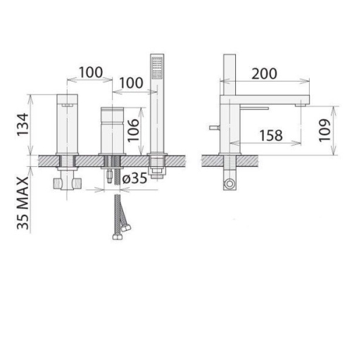 Смеситель для ванны WELLE XM28024D-1320B - 2