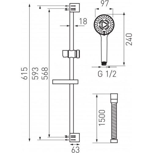 Набір змішувачів для ванни Ferro ONE(BFO1+BFO2+N340) - 7