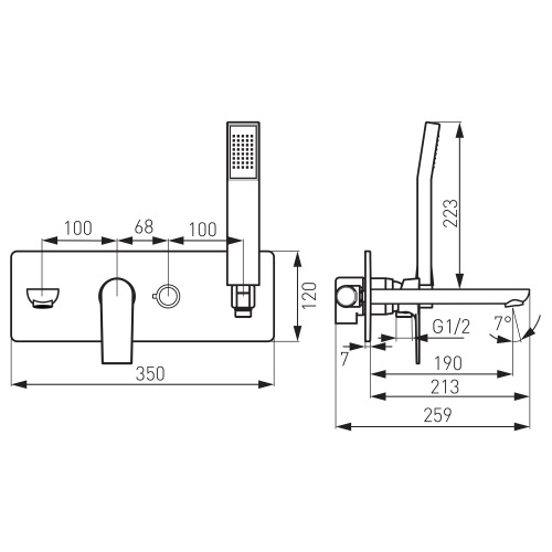 Змішувач для ванни Ferro Algeo Square BAQ11P - 2