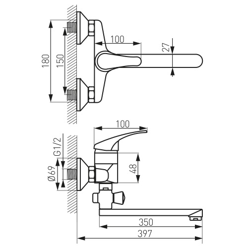 Смеситель для ванны Ferro Basic BBC55A - 2