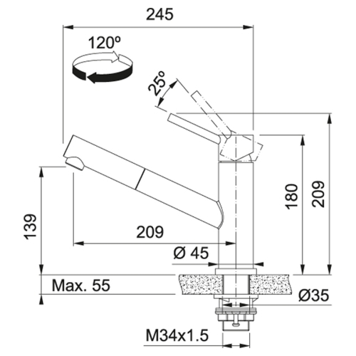 Смеситель для кухни Franke Orbit Pull Out 115.0569.461 - 2