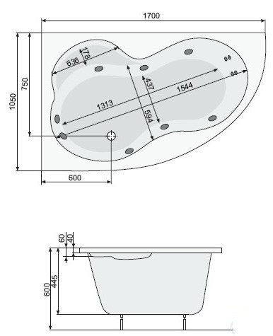 Ванна PoolSpa Mistral 170x105 L PWA3X10ZN000000 - 2
