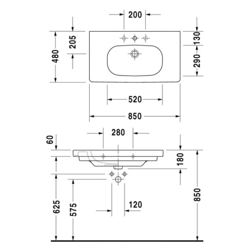 Умивальник Duravit D-Code 3428500002 - 2