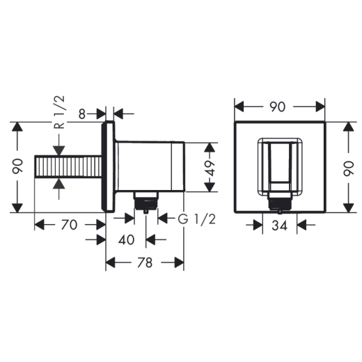 Підключення шлангу HANSGROHE FIXFIT PORTER SQUARE 26486000 - 2