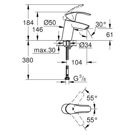 Смеситель для умывальника Grohe EUROSMART 2015 32467002 - 2