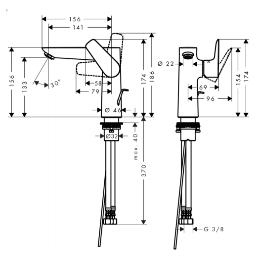 Змішувач для умивальника Hansgrohe TALIS E 150 71754000 - 2
