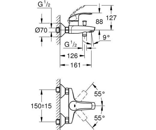 Змішувач для ванни Grohe EUROSMART 33300002 - 2