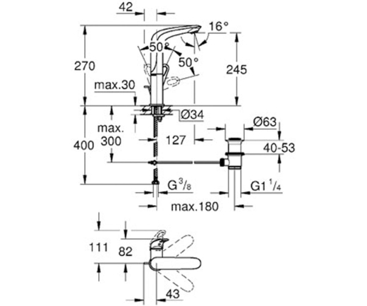 Смеситель для умывальника Grohe EUROSTYLE New 23569003 - 2