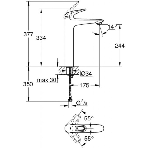 Змішувач для умивальника високий Grohe EUROSTYLE New 23570003 - 4