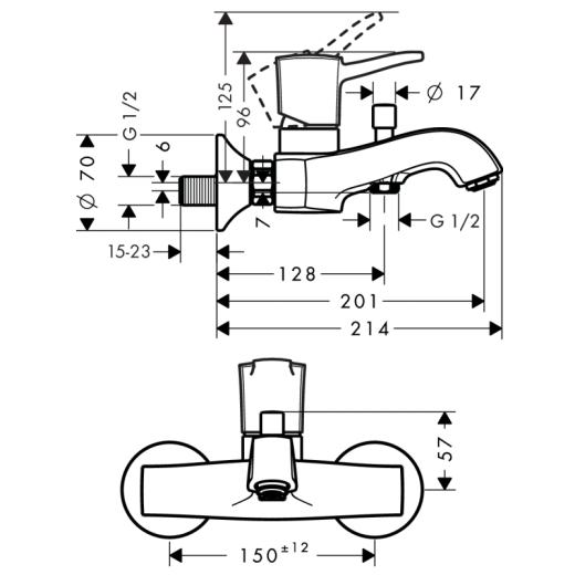 Смеситель для ванны Hansgrohe METROPOL Classic 31340090 - 2