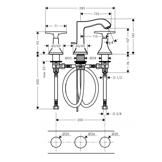 Змішувач для умивальника Hansgrohe METROPOL Classic 31306090 - 2