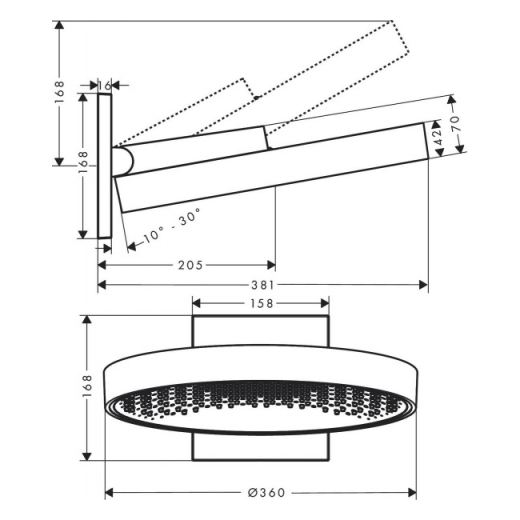 Верхній душ 36 см HANSGROHE RAINFINITY 26230700 - 2