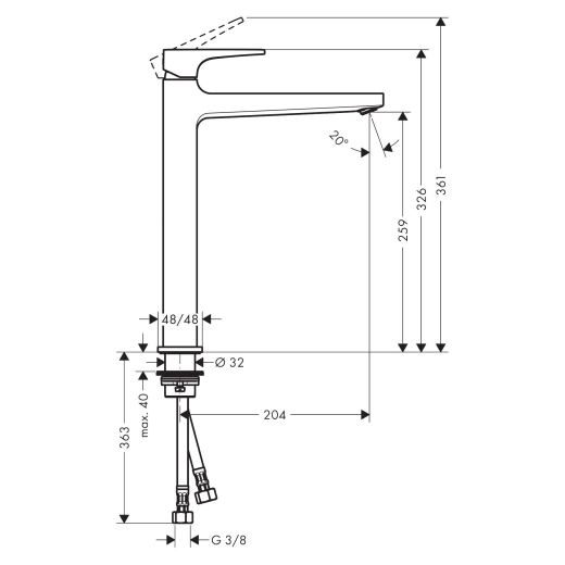 Смеситель для умывальника Hansgrohe METROPOL 32512670 - 2