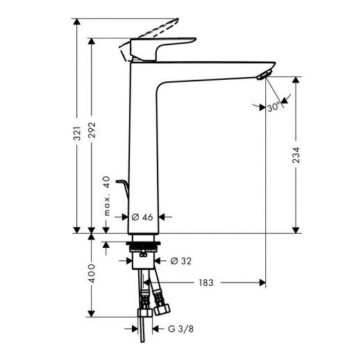 Смеситель для умывальника Hansgrohe TALIS E 71716700 - 2