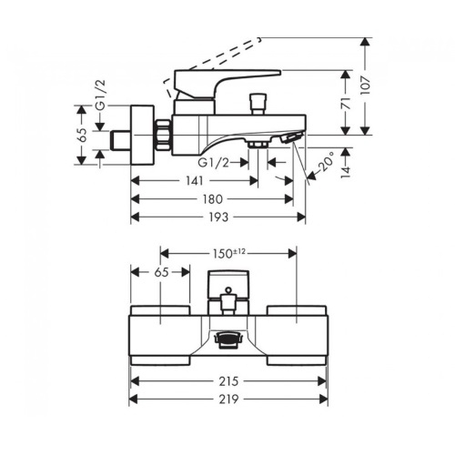 Смеситель для ванны HANSGROHE METROPOL 32540700 - 2