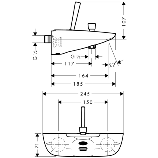 Змішувач для ванни Hansgrohe PURAVIDA 15472400 - 2