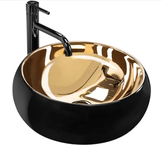 Умивальник Rea Luna 40x40 black/gold (REA-U3306) - 1