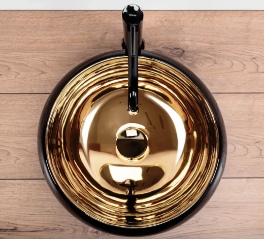 Умивальник Rea Luna 40x40 black/gold (REA-U3306) - 3