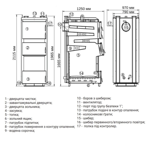 Котел твердопаливний сталевий Thermo Alliance Vulcan Plus V 3.0 VPSFW 100 (35804VPSFW100V30) - 2