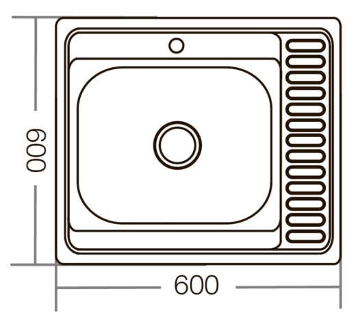 Мойка кухонная ZERIX Z6060L-04-160E (satin) (ZM0567) - 3