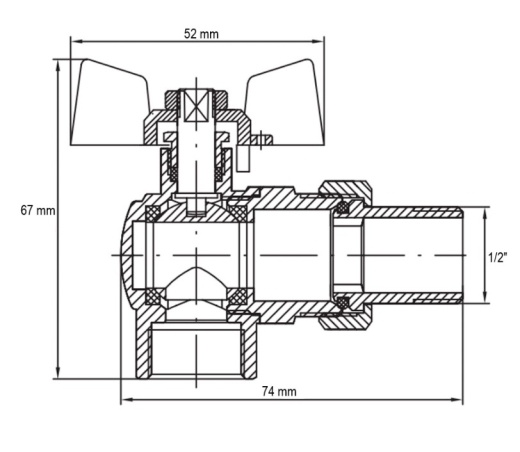 Кран з американкою 1/2 "антипротечка" (KOER KR.228-Gi) кутовий (KR0196) - 3