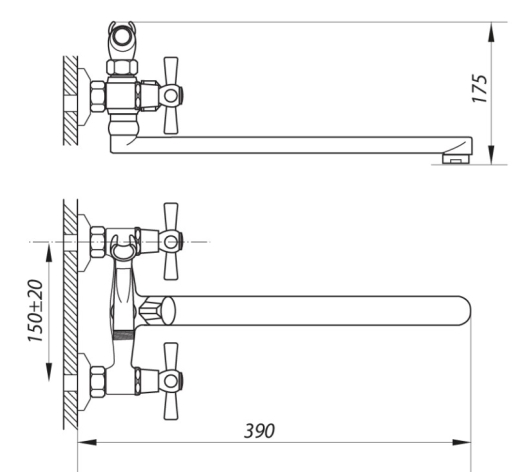 Смеситель для ванны ZERIX DMT-B 827 (ZX3050) - 3