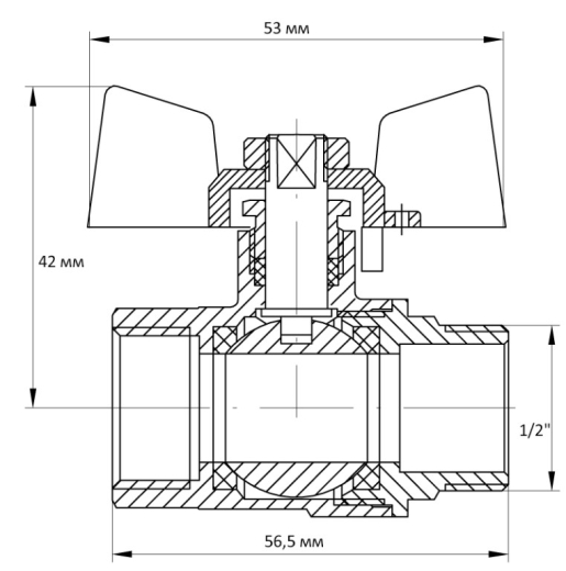Кран шаровый KOER 1/2" ГШБ (KR.218.B) синий (KR2722) - 5