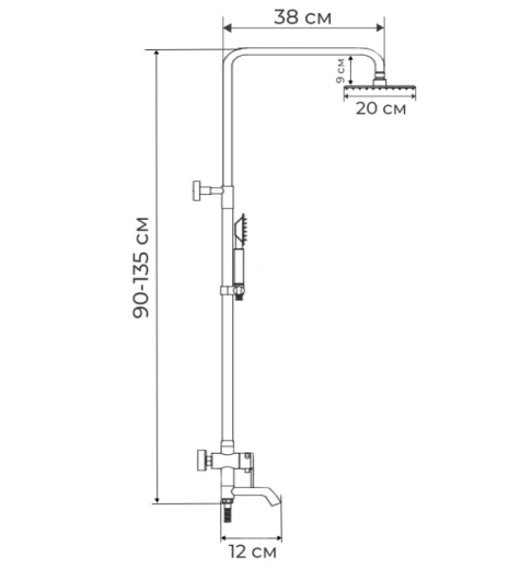 Душова колона зі змішувачем (нерж.сталь) MIXXUS NOX-009-J (SS0038) - 2