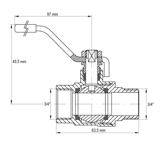 Кран шаровый KOER 3/4" ГШР ГАЗ (KR.215.G) (KR0117) - 2