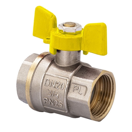 Кран шаровый Ferro PL 3/4" ГГБ ГАЗ art. 602 латунный шар FE0560 - 1