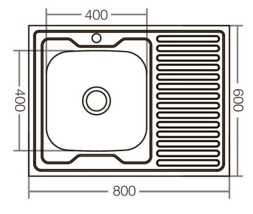 Кухонна мийка накладна ZERIX Z8060L-04-160E (satin) (ZX1618) - 3