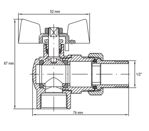 Кран з американкою 1/2" "антипротечка" (KOER KR.228.W-Gi) кутовий білий (KR0195) - 2