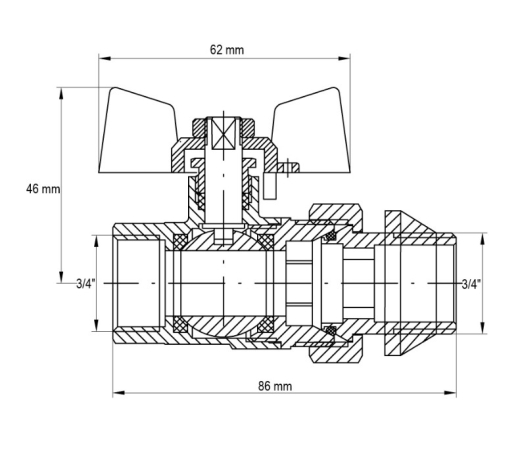 Кран з американкою 3/4 "антипротечка" (KOER KR.227.W-Gi) білий (KR0192) - 2
