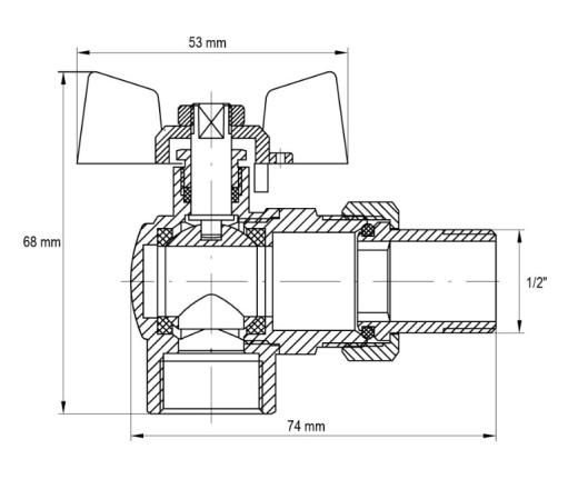 Кран із американкою 1/2" (KOER KR.228.W) кутовий білий (KR0099) - 2