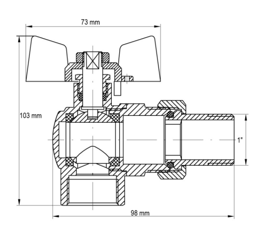 Кран з американкою 1" (KOER KR.228) кутній (20 шт/ящ) (KR0149) - 2