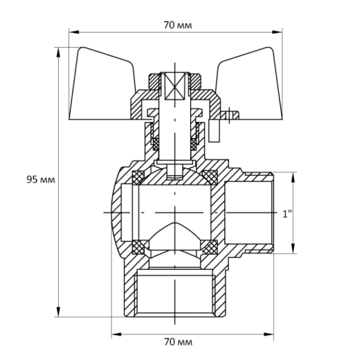 Кран кульовий KOER 1" ГШБ кутній (KR.208) (KR2807) - 5