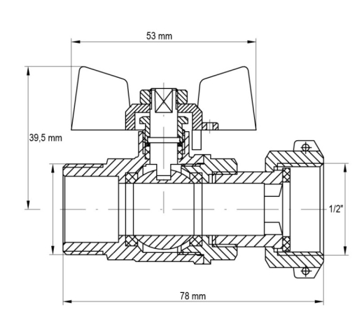 Кран із накидною гайкою 1/2" ГШБ ГАЗ KOER KR.220.G (KR0166) - 2